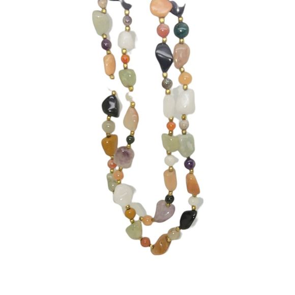 Vintage With-Tags Stone bead necklace. "A Gift From Laughlin Nevada" - Picture 1 of 3